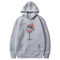 Grey Christmas hoodie with rhinestone wine glass and Santa hat patterns in size M - S / Tops / Grey - Rhinestone Christmas Wine Glass (64)