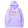 Felpa con cappuccio natalizia viola chiaro con stampe di fantasmi e tascone - Lavanda