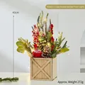 Mini lighted Christmas tree in wooden box with red berries and pinecones, 40cm height - Large Wood Box Red Tree with Light (B23002-3)