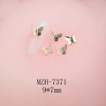 Golden metal 3D butterfly nail art charm with opal cat eye detail measuring 9x7mm - Gold Hollow Butterfly (MZH-7371) / 9*7mm
