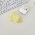 Vista ravvicinata della custodia trapuntata gialla per AirPods Pro con chiusura a scatto - Giallo