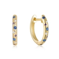 S925 silver hoop earrings with gold plating and colorful star and moon zircon stones - 925 Silver / Gold