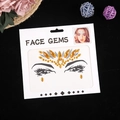Bijoux de visage ambre et argent avec motif couronne pour maquillage et front festif - 165*155mm / Jaune
