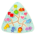 Colorful geometric wooden shape sorting maze toy with cartoon triangle base - Shape Theme