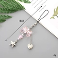 Ciondolo per telefono con fiocco rosa, catena in metallo e perline in resina, 15 cm - Fiocco Rosa + Ciondolo Stella