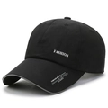 Quick-dry black baseball cap with breathable mesh and reflective trim for outdoor sports - Adjustable / Black