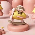 Giocattolo aereo con scimmia in rosa e giallo per il gioco sensoriale dei neonati - Sacchetto OPP / Rosa