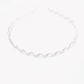 Minimalist wavy metal headband for women in bright silver finish for daily styling - Medium Wave / Silver