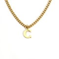 Collana minimalista in acciaio inossidabile placcato oro 18K con ciondolo lettera C grande - Lettera C / Oro