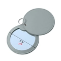 Light blue PU leather portable compact makeup mirror with keychain, 9cm diameter - Round Green 2 (9CM)