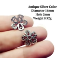 Macro detail of 16mm vintage silver alloy petal bead cap with embossed floral textures - 3# Antique Silver