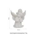 Minimalist white resin small angel statue decor, praying pose, 10cm height for desk top - Small Kneeling Angel (Thinking Left)