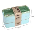 Three-layer green wheat straw lunch box 900ml with eco-friendly material and labels - 900ml Wheat Straw 3-Layer Lunch Box (Green)