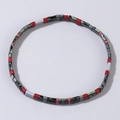 Retro Bohemian Tila bead bracelet with red, white, and black rectangular elastic beads - Red White Grey Crackle Black Mix (TL-B24042607B)