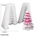 Christmas tree silicone mold for candles with white mold and pink gradient tree finish - Large Needle Leaf Tree - Split Mold / Milky White