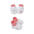 Morbidi calzini bianchi per neonati con risvolti rosa, coniglietto e scritta fun - Set Guanti e Scarpine Coniglio Cartone Animato Rosa
