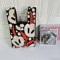Knitted tote bag with bold black white and red floral patterns for casual daily use - Tulip Black