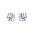 Orecchini a lobo classici in argento sterling 925 con quattro griffe e diamanti rotondi - E13473-6,5 mm/1 carato con certificato GRA