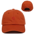 Burnt orange cotton baseball cap with red heart embroidery and adjustable metal buckle - Adjustable / Orange