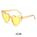 Fashion heart shaped sunglasses with translucent yellow lenses and amber orange frame - Transparent Yellow Frame Yellow Lens
