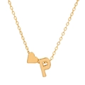 Golden heart pendant necklace featuring the letter P in a minimalist fashion style - Letter P (10032)