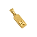 Rectangular gold letter N pendant with sandblasted matte finish on white background - N-Single Pendant