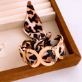 Leopard print silk scarf bracelet with polished gold metal ring and bow detail - Gold Leopard Bow Silk Scarf Bangle