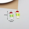 Detail view of enamel Christmas cactus charms with 27mm height and 16mm width dimensions - 4# Christmas Hat Cactus - Silver