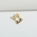 Minimalist gold triangle earrings with vibrant colorful pear-cut crystal gemstones - Multicolor