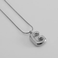 Silver bubble letter G pendant on a snake chain, minimalist balloon style necklace - Letter G [Steel]