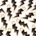 DIY jewelry charm lightning bolt shaped with black enamel and gold alloy finish - Black
