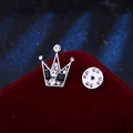 Silver crown lapel pin with clear and black crystals on red velvet display - Black Rhinestone (Silver Base)