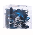 Set of 12 blue electroplated hexagonal star Christmas tree ornaments in a clear gift box - Navy Blue
