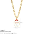 Collana in acciaio inossidabile dorato con un ciondolo natalizio rosso e bianco - Babbo Natale (G3)