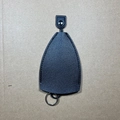 Water-drop shaped black leather key cover with metal ring and snap closure - Solid Black with Brown Rope