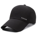 Quick-dry black sport baseball cap with laser-cut side vents and NARAS logo print - Adjustable / Black