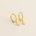 Eleganti orecchini in argento S925 dorato con diamanti e pendente in opale ovale - Argento 925 / Oro