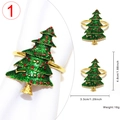 Servilletero de árbol de Navidad verde con pedrería roja, tamaño 4,8 cm x 3,3 cm - 1-Árbol de Navidad Verde