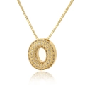 Macro shot of gold-plated letter O pendant with micro-pave cubic zirconia inlay - Letter O
