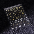 Stickers ongles 3D dorés M-067 avec motifs lunes étoiles et soleil célestes - Style Gaufré Or Blanc Soleil Lune Étoile (M067彩金)