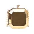 Glänzende goldene achteckige Acryl-Box-Tasche mit Metallkette und Kugelverschluss - Stil 1 Gold