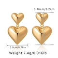 Vertical Linked Double Heart Mirror Style (KE1195) / 18K Gold