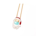 Weihnachtskette mit Weihnachtsmann-Anhänger und blauer Maske an goldener Kette - Weihnachtsmann Weiße Perle Anhänger