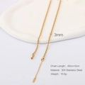 3mm wide golden 18K gold-plated stainless steel rope chain necklace 40cm+5cm - Gold 3mm Twist Rope Chain 40cm