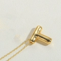 Polished 14K gold plated initial T pendant necklace for women with a fine link chain - Letter T