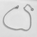 Elegant silver stainless steel tennis bracelet with white round-cut sparkling crystals - Tennis Chain (B708) / Silver