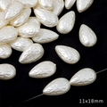 Weiße 11x18mm tropfenförmige ABS-Perlen mit geprägten Mustern für DIY-Schmuck - Stil 75 Geprägter Tropfen 11x18mm Beige 30 Stk./Packung