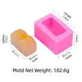 Pink silicone mold for DIY candies and soaps with precise dimensions and yellow sample - Abs Bread Shape