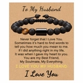 To My Husband black agate and tiger eye bead bracelet on sentimental card - To My Husband