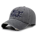 Vintage washed gray baseball cap with New York embroidery and distressed brim details - Adjustable / Gray